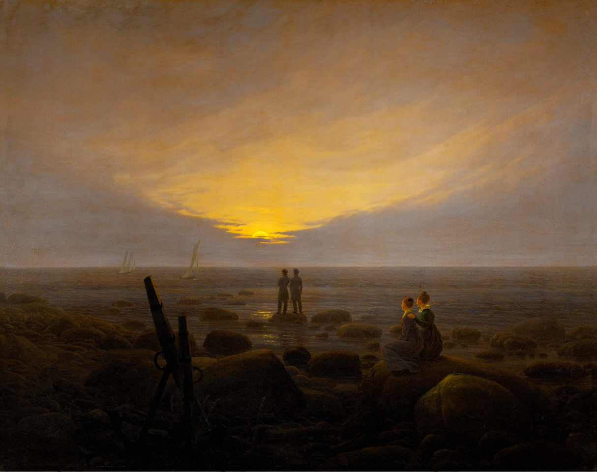 Abb. 8: Caspar David Friedrich, "Mondaufgang am Meer", Gemälde, ca. 1821, Öl auf Leinwand, 135,0 x 170,0 cm, Eremitage,, Sankt Petersburg, Russland, Public Domain