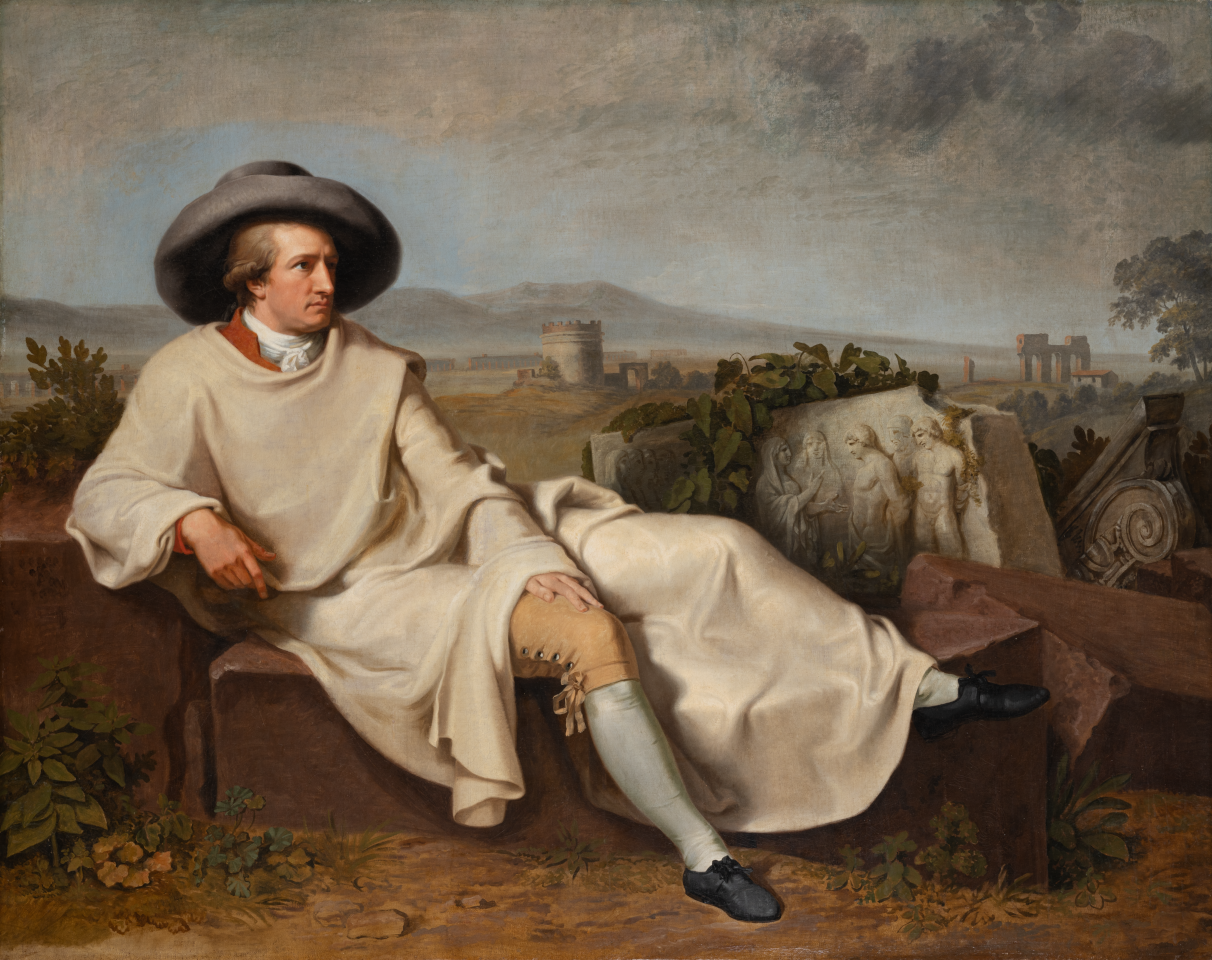 Abb. 3: Johann Heinrich Wilhelm Tischbein, "Goethe in der Römischen Campagna", Gemälde, 1787, Öl auf Leinwand, 166,0 x 210,3 cm, Städel Museum, Frankfurt a.M., Public Domain
