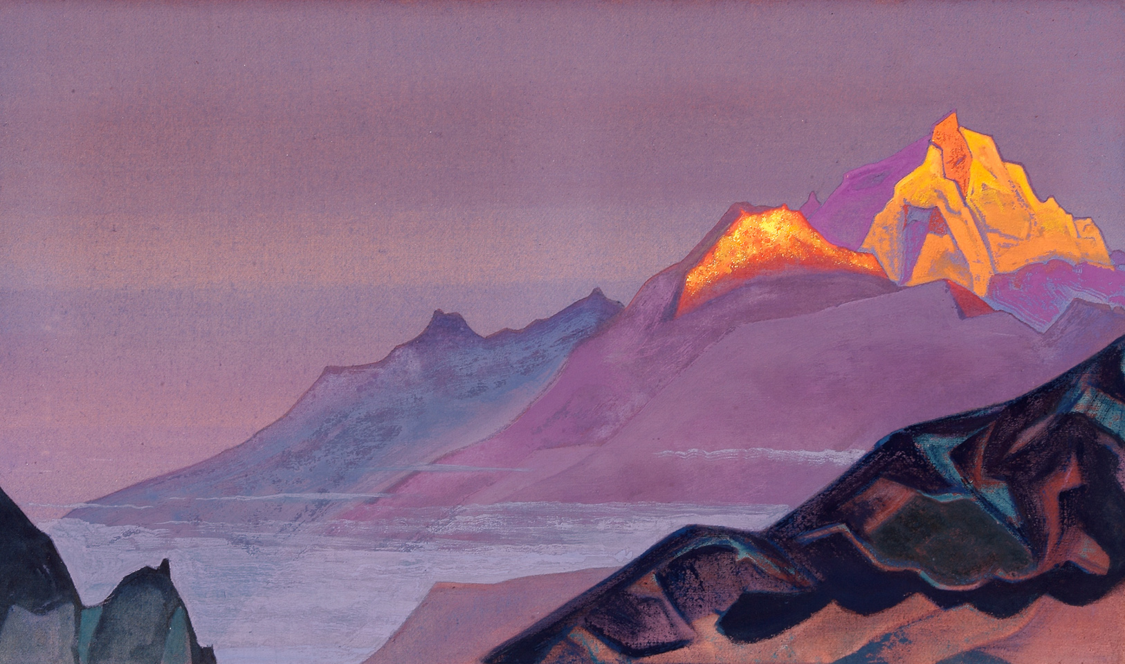 Abb. 10: Nicholas Roerich, "Weg nach Shambhala", Gemälde, 1933, Tempera auf Leinwand, Nicholas Roerich Museum, New York, NY, USA, Public Domain