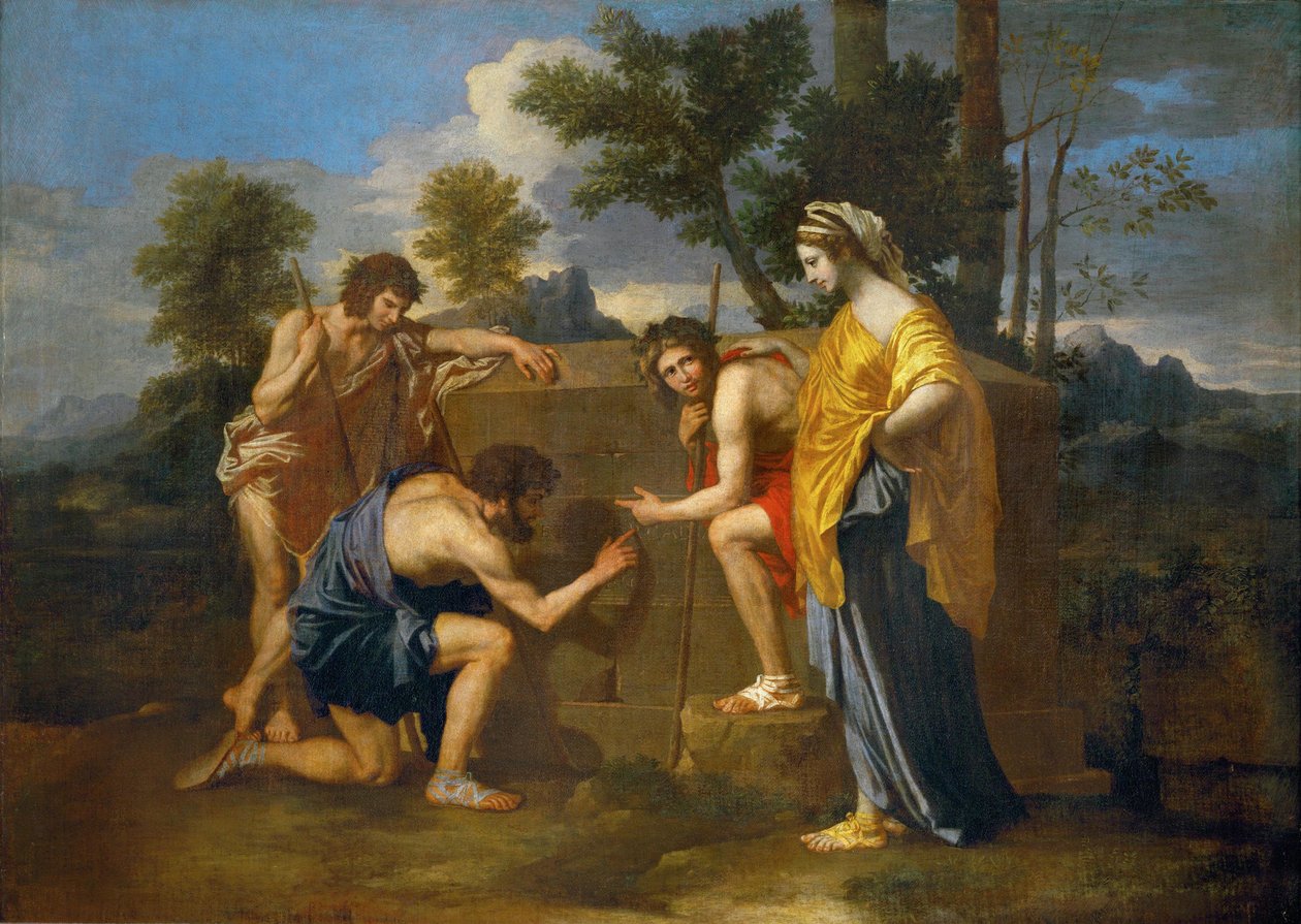 Abb. 12: Nicolas Poussin, "Et in Arcadia Ego", Gemälde, 1638, Öl auf Leinwand, 85,0 x 121,0 cm, Louvre Museum, Paris, Frankreich, Public Domain