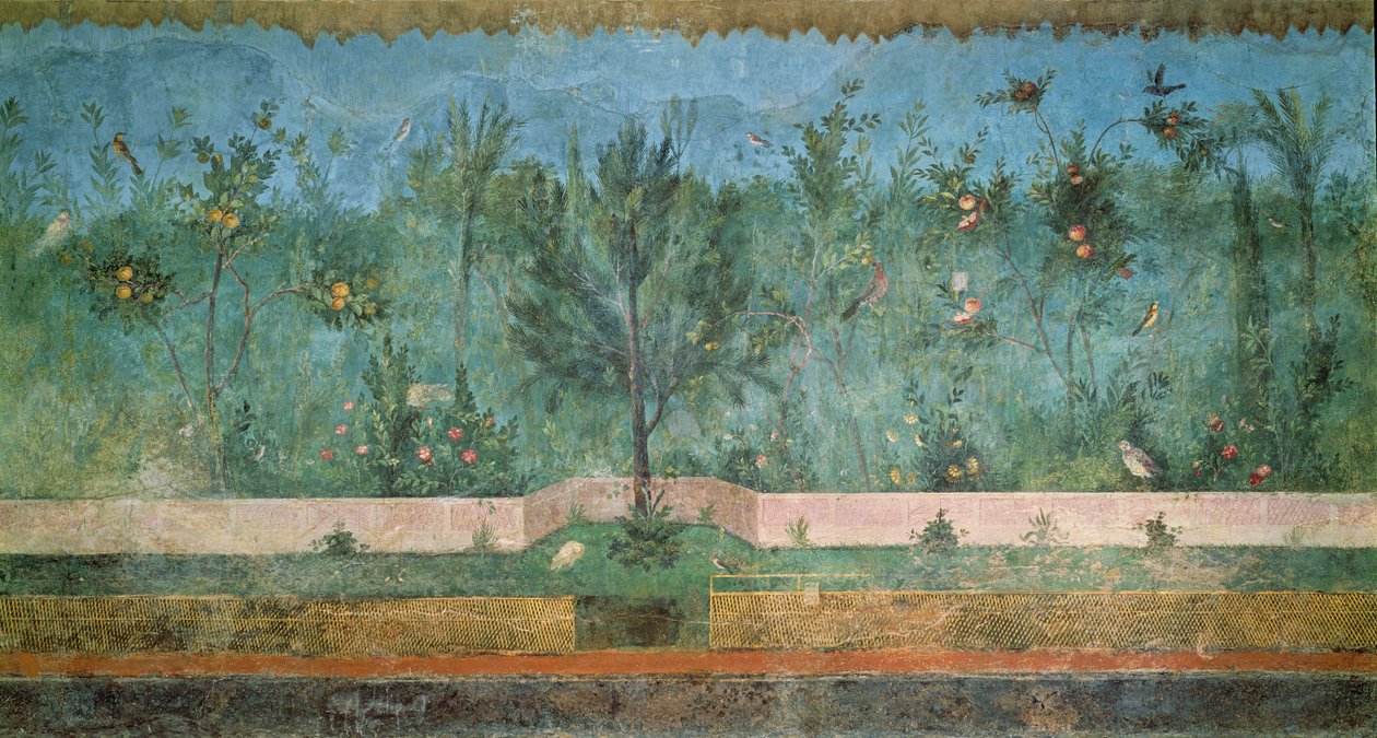 Abb. 11: Unbekannte:r Künstler:in, "Garten", Fresko, ca. 20 v.u.Z., Villa di Livia, Primaporta, Rom, Italien, Public Domain